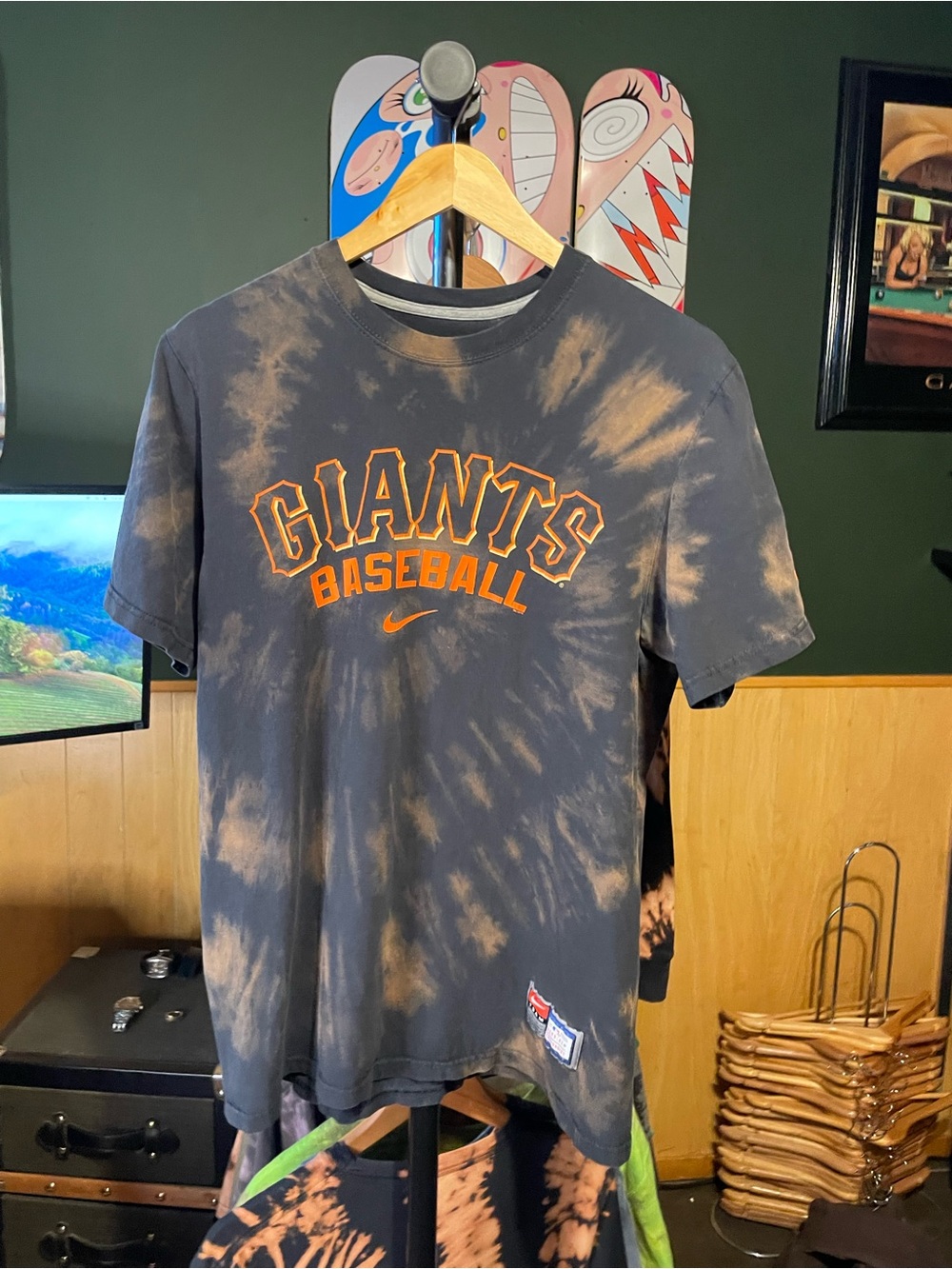 Nike San Francisco Giants Black Tie-Dye Baseball T-Shirt Jersey shirt size large